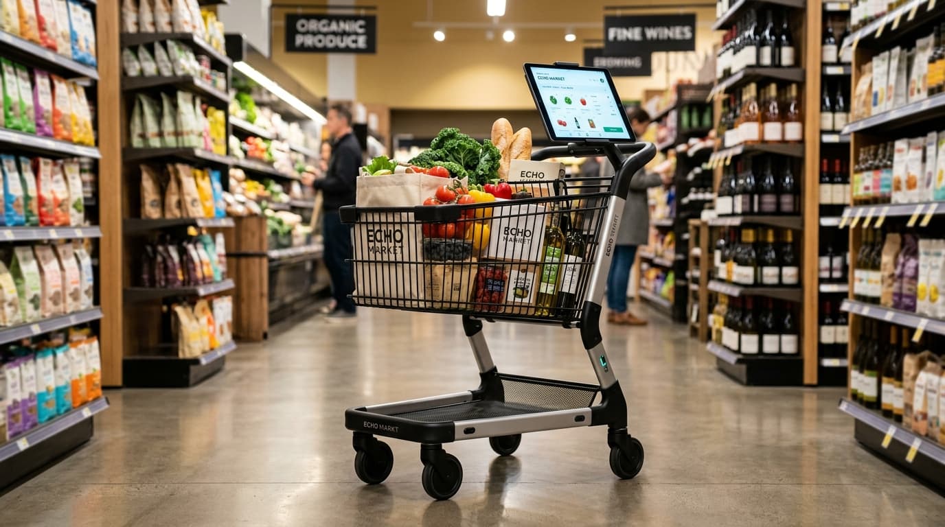 MIHA Smart Shopping Cart with Mounted Interactive Screen
